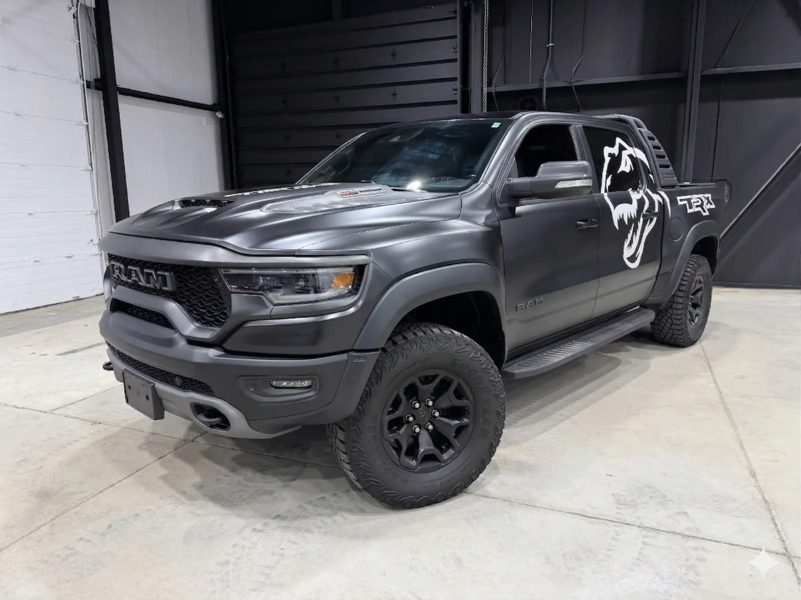 Certified, one-owner, Clean Carfax, garage kept, local vehicle, non-smoker 2022 Ram 1500 TRX in Matte Black with Black interior – front exterior view Certified, one-owner, Clean Carfax, garage kept, local vehicle, non-smoker 2022 Ram 1500 TRX in Matte Black with Black interior – front exterior view